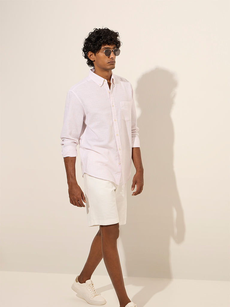 WES Casuals Light Pink Relaxed-Fit Cotton-Blend Shirt - Image 3