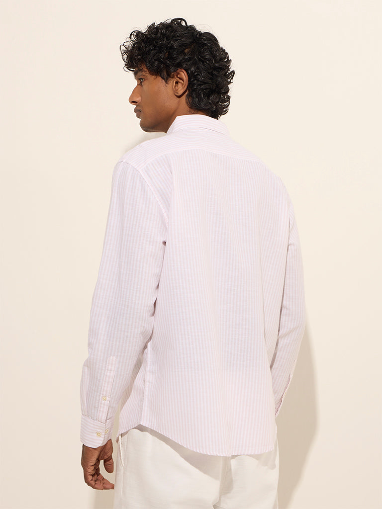 WES Casuals Light Pink Relaxed-Fit Cotton-Blend Shirt - Image 4