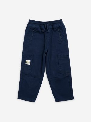 HOP Kids Navy Mid-Rise Cotton-Blend Pants