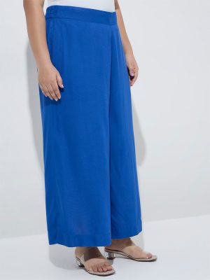 Diza Blue Solid Palazzos