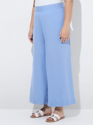 Diza Light Blue Solid Palazzos