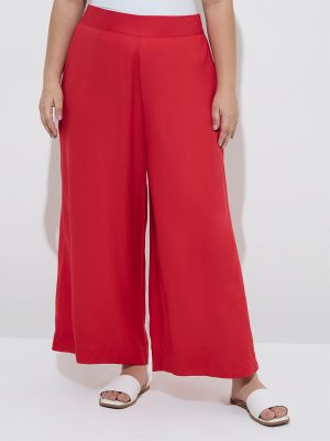Diza Red Solid Palazzos