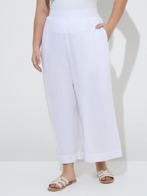 Diza White Solid Palazzos