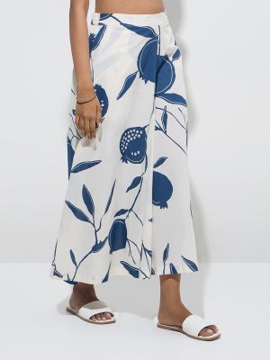 Utsa Off-White Anar Design Cotton Palazzos