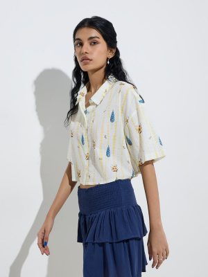 Bombay Paisley Off-White Floral Design Cotton Shirt