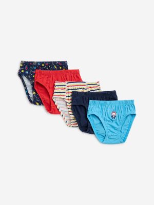 HOP Kids Multicolour Printed Cotton Briefs - Pack of 5