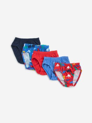 HOP Kids Multicolour Printed Cotton Briefs - Pack of 5