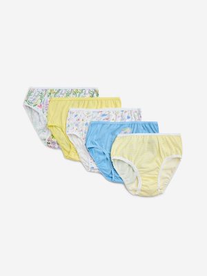 Y&F Kids Multicolour Printed Cotton Briefs - Pack of 5