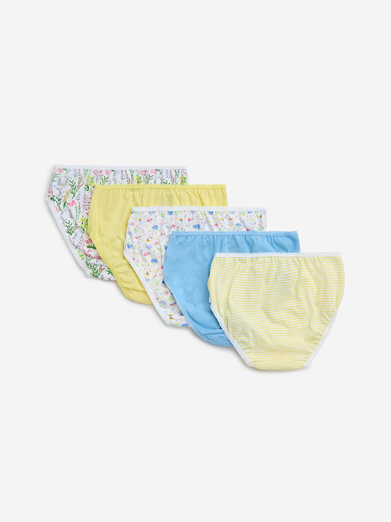 Y&F Kids Multicolour Printed Cotton Briefs - Pack of 5 - Image 2