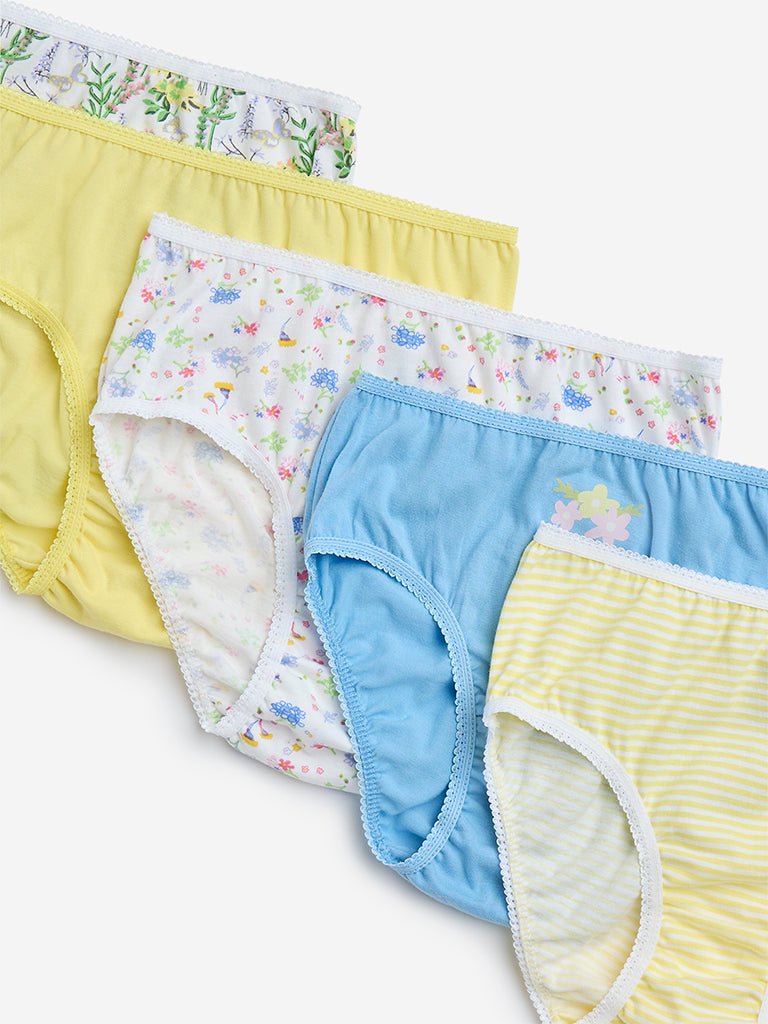Y&F Kids Multicolour Printed Cotton Briefs - Pack of 5 - Image 3