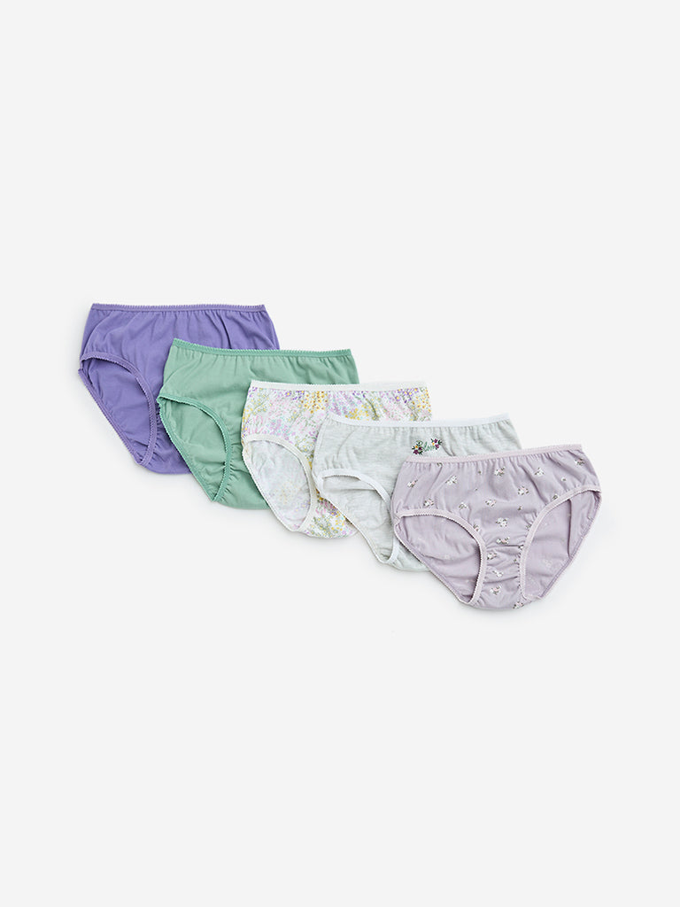 Y&F Kids Multicolour Printed Cotton Briefs - Pack of 5