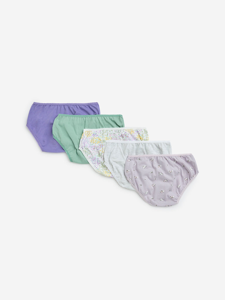 Y&F Kids Multicolour Printed Cotton Briefs - Pack of 5 - Image 2