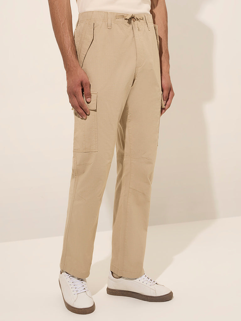 WES Casuals Dark Taupe Relaxed-Fit Cotton-Blend Chinos - Image 3