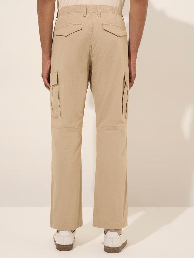 WES Casuals Dark Taupe Relaxed-Fit Cotton-Blend Chinos - Image 4