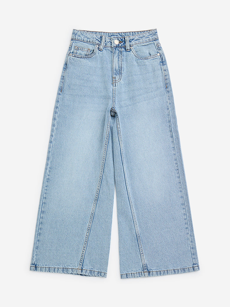 Y&F Kids Light Blue Straight-Fit High-Rise Jeans - Image 4