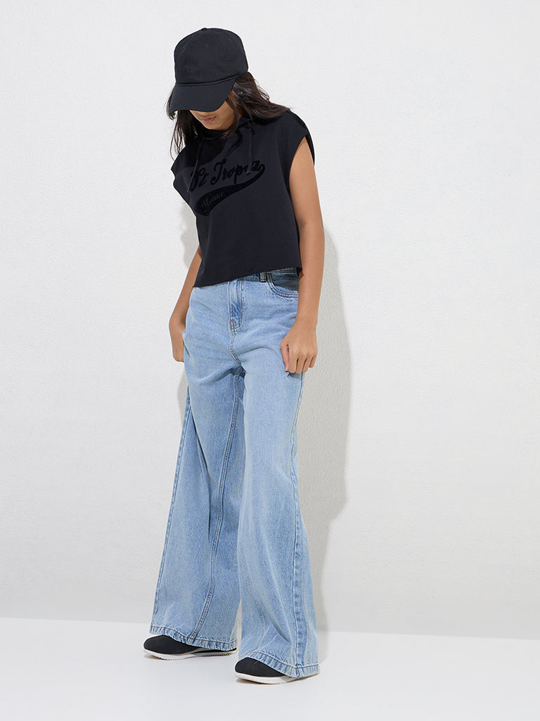 Y&F Kids Light Blue Straight-Fit High-Rise Jeans