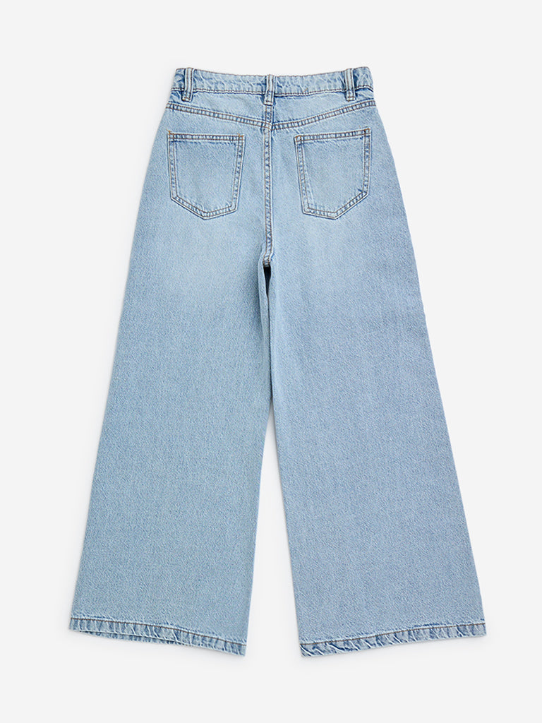 Y&F Kids Light Blue Straight-Fit High-Rise Jeans - Image 5