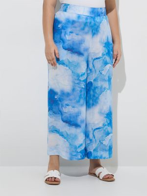 Diza Blue Tie and Dye High-Rise Pants