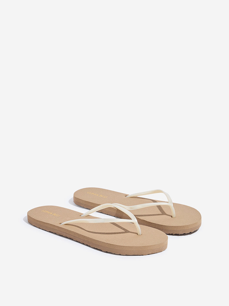 LUNA BLU Beige Solid Flip-Flops - Image 2