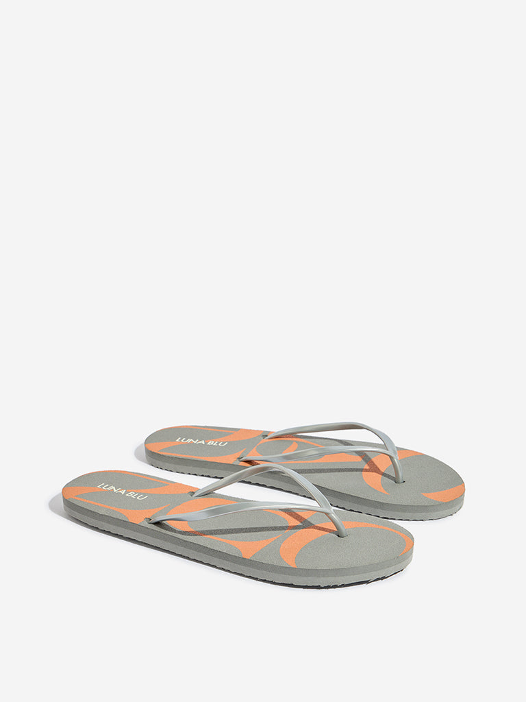 LUNA BLU Grey Abstract Design Flip-Flops - Image 2