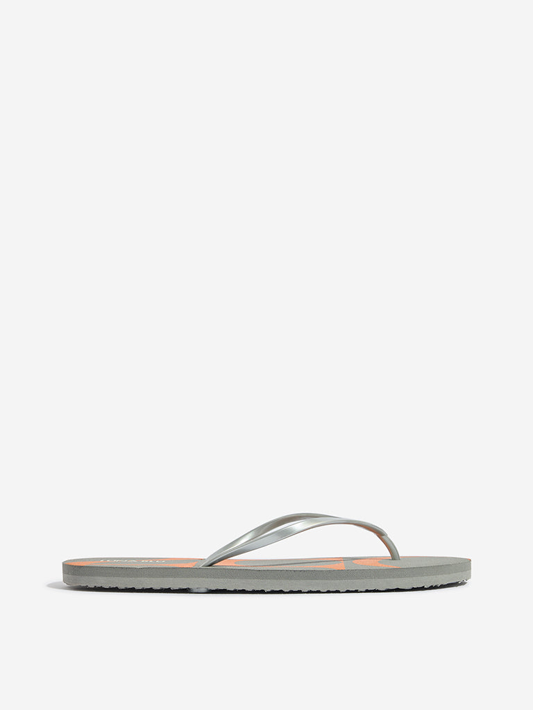 LUNA BLU Grey Abstract Design Flip-Flops