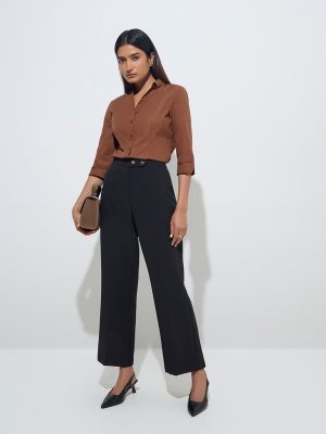 Wardrobe Black Flared High-Rise Trousers