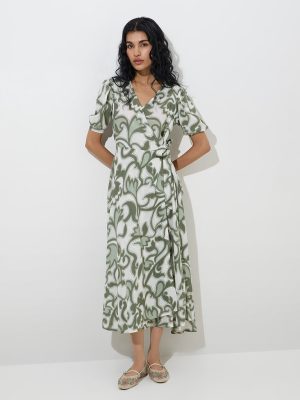 Bombay Paisley Sage Paisley Printed A-Line Dress