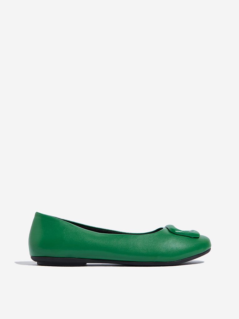LUNA BLU Green Buckle-Detailed Ballerina