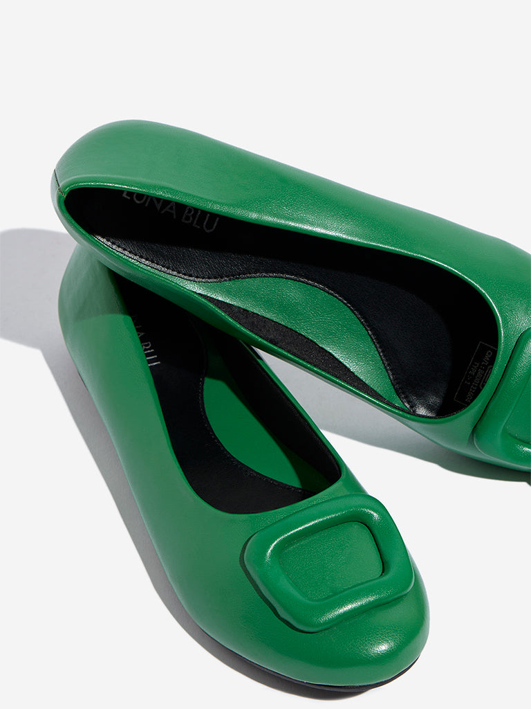 LUNA BLU Green Buckle-Detailed Ballerina - Image 3