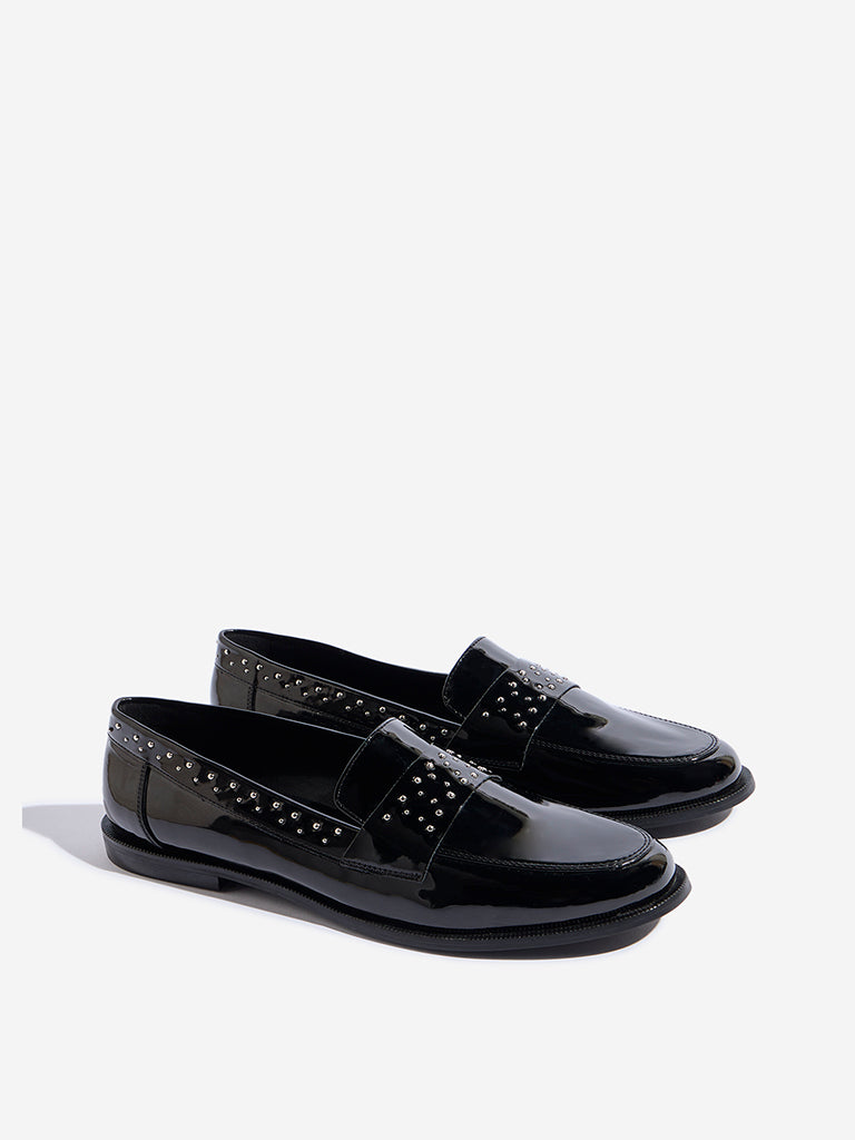 LUNA BLU Black Stud-Detailed Loafers - Image 2