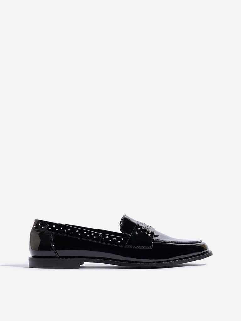 LUNA BLU Black Stud-Detailed Loafers