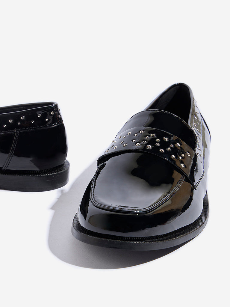 LUNA BLU Black Stud-Detailed Loafers - Image 3