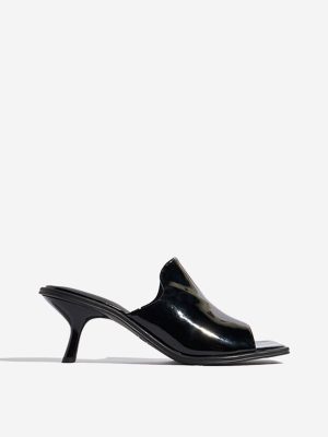 LUNA BLU Black Kitten-Heel Sandals