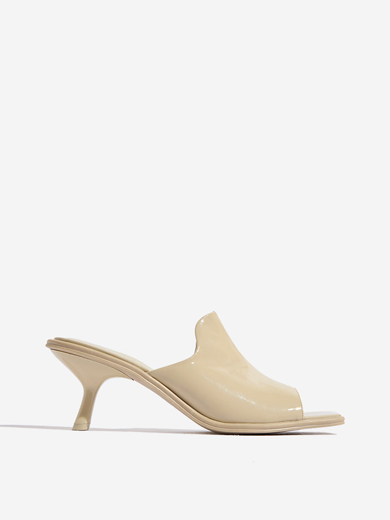 LUNA BLU Beige Kitten-Heel Sandals