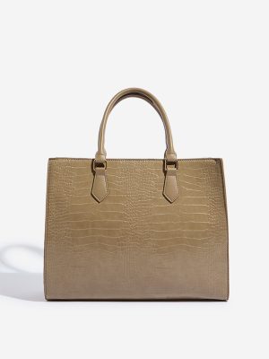 Westside Taupe Textured Shoulder Bag