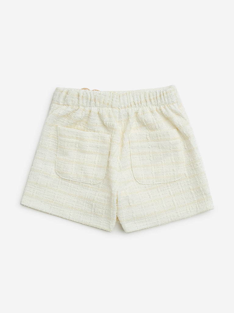 HOP Kids Off-White Checkered High-Rise Skort - Image 2