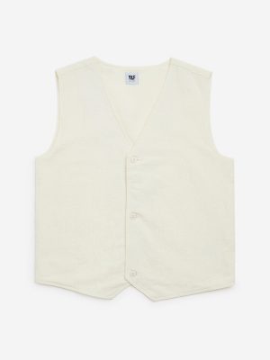 Y&F Kids Off-White Cotton Waistcoat