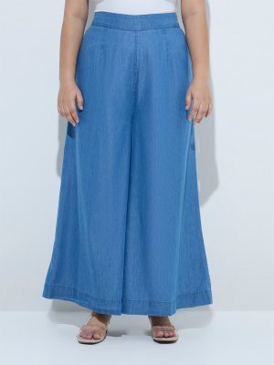 Diza Blue Denim Palazzos
