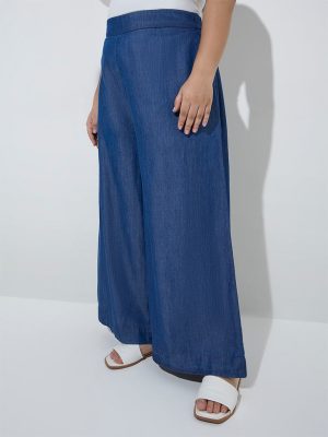 Diza Dark Blue Denim Palazzos