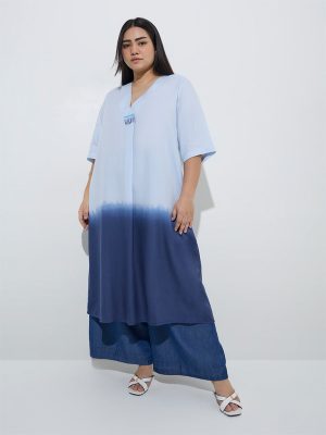 Diza Blue Ombre-Finish A-Line Kurta
