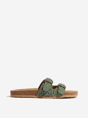 LUNA BLU Sage Embellished Dual-Strap Slip-On Sandals