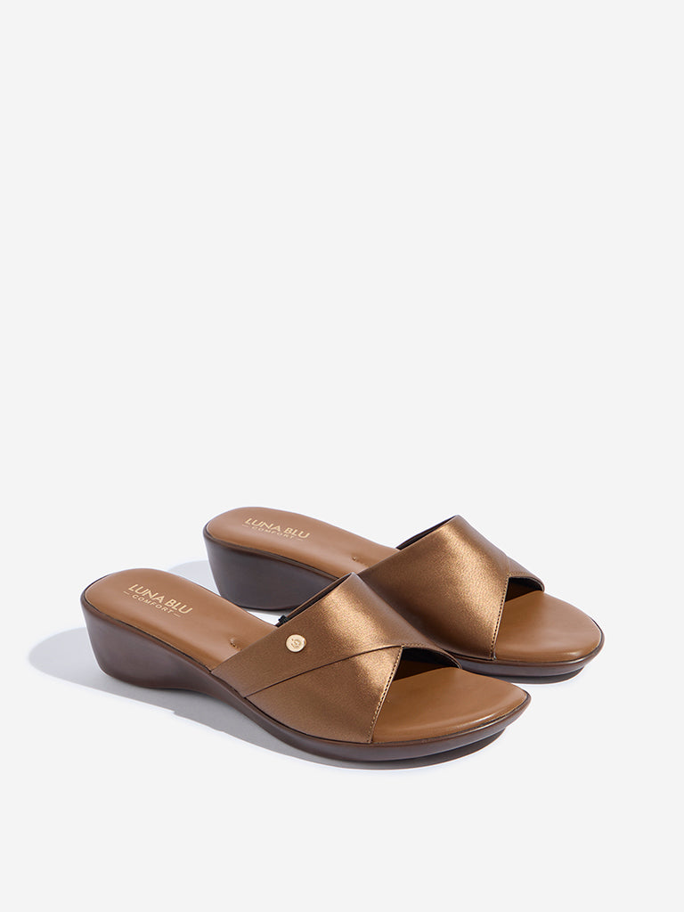 LUNA BLU Brown Peep Toe Heel Sandals - Image 2