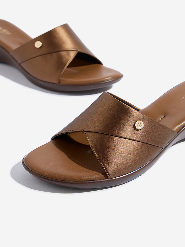 LUNA BLU Brown Peep Toe Heel Sandals - Image 3