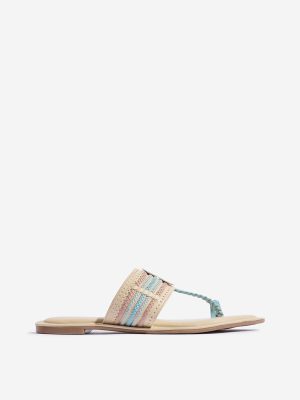 LUNA BLU Blue Braided Kolhapuri Sandals