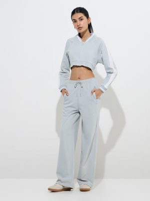 Studiofit Grey High-Rise Cotton Track Pants