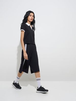 Studiofit Black Stripe Detailed High-Rise Jorts