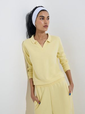 Studiofit Yellow Solid Sweatshirt