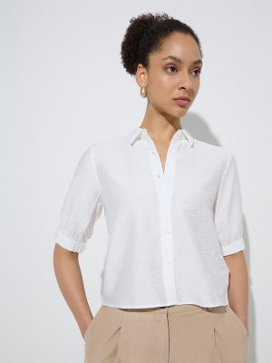 Wardrobe White Crinkle Textured Shirt
