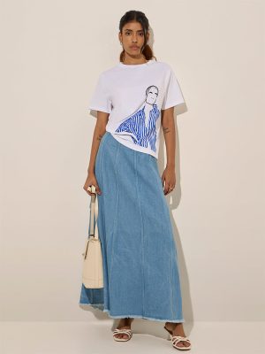 LOV Blue High-Rise Denim Skirt