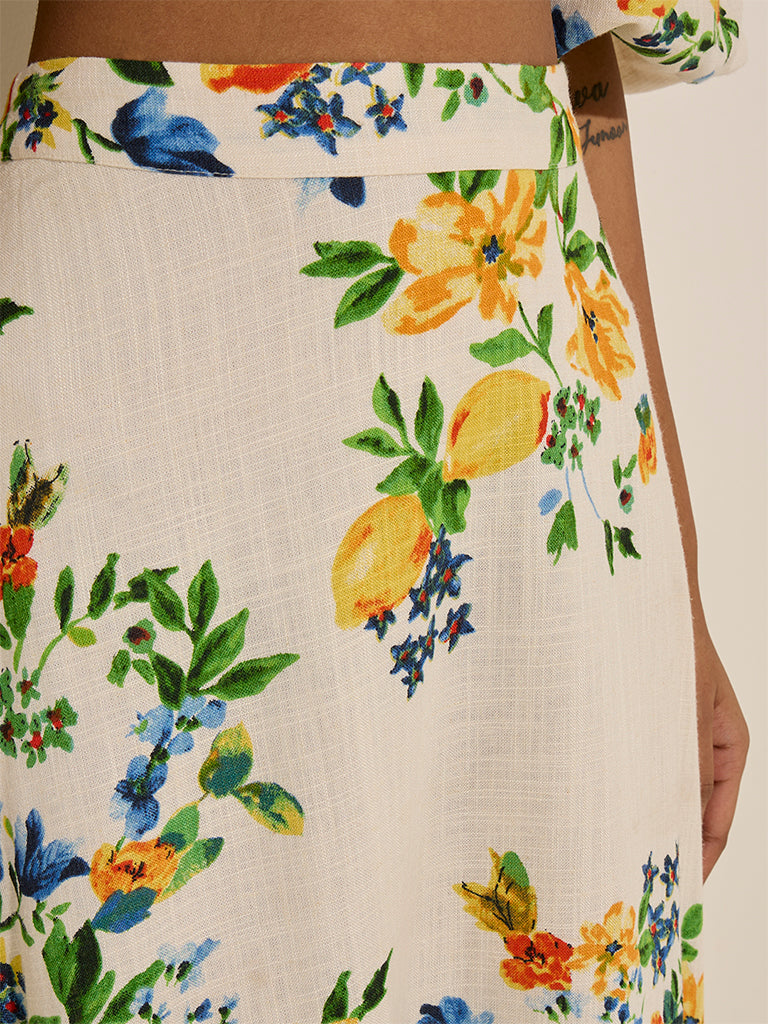 LOV Off-White Floral High-Rise Skirt - Image 2